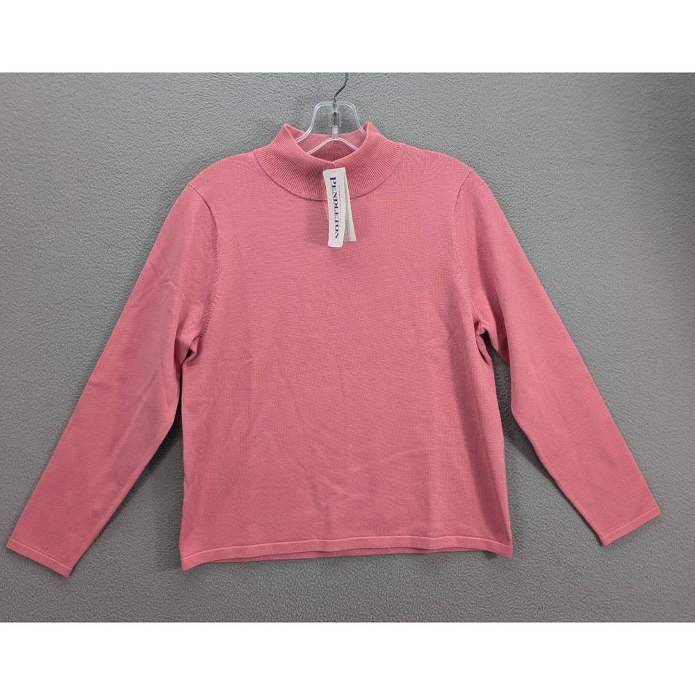 Pendleton Mock Neck Sweater Women's Petite Size M Rose Silk Nylon Pullover NWT - Picture 3 of 10